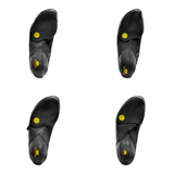 Die Sohlen der verschiedenen No-Edge-Schuhe von La Sportiva