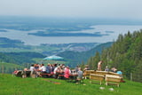Zur Steinlingalm: der erweiterte Biergarten der Gorialm