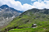 Rückblick zur Martin- Busch-Hütte (Samoarhütte) mit dem Ansatz vom Marzellkamm im Hintergrund