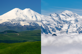 Der Elbrus und der Mont Blanc im Vergleich